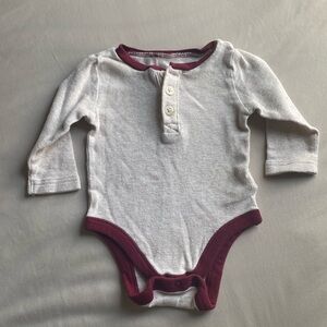Old Navy White & Red Long Sleeve Onesie